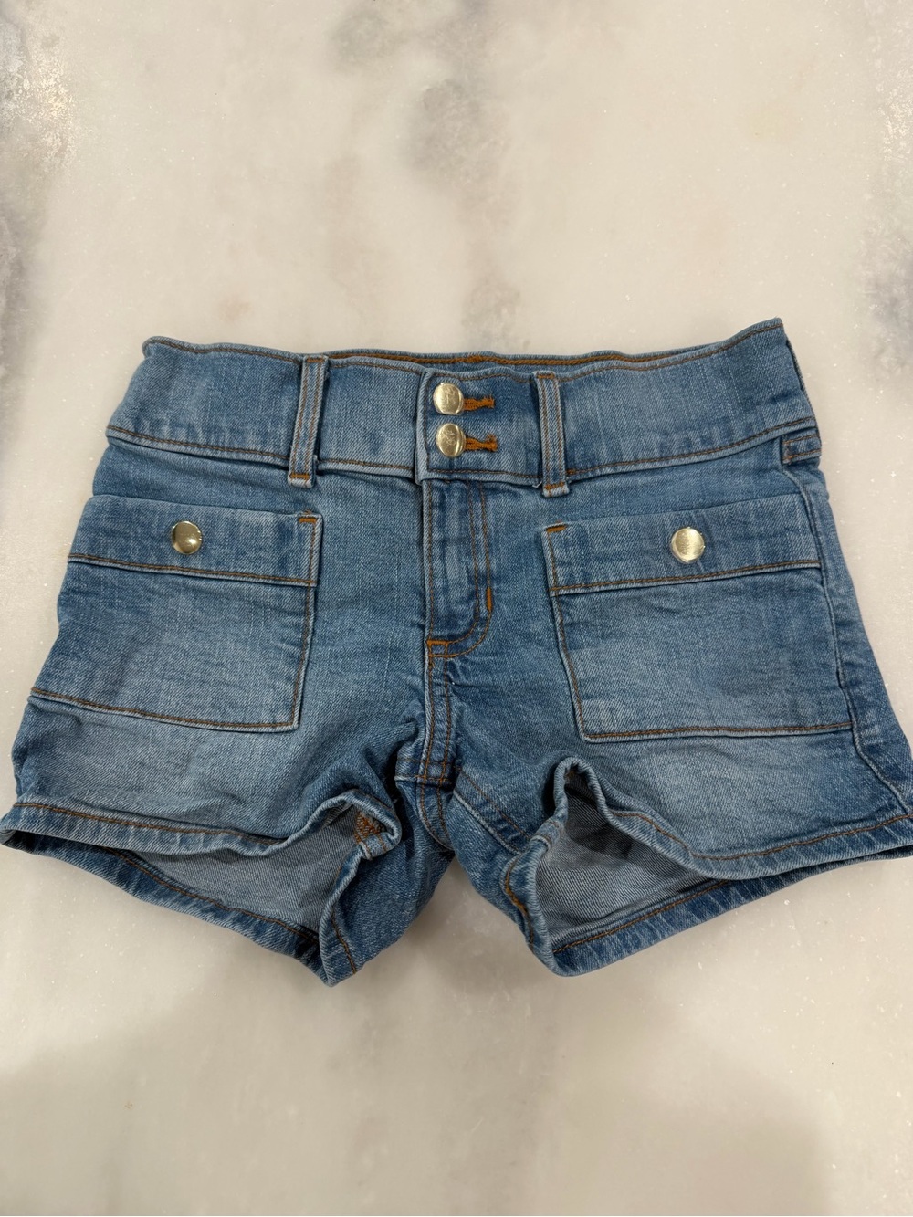 abercrombie kids Denim Utility High-Rise Shorts - Blue
